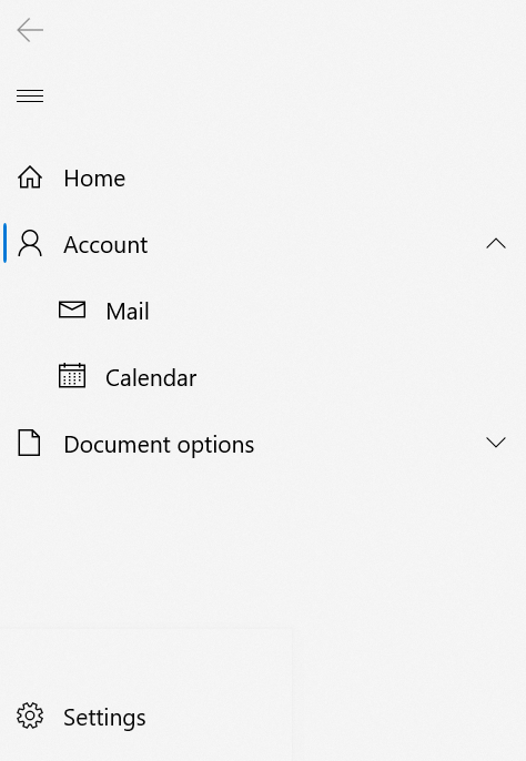 Bal oldali módban lévő NavigationView, amelynél a szülőelem van kiválasztva