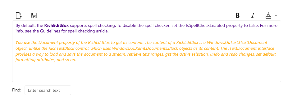 Rich Text Box, amely egy megnyitott dokumentumot tartalmaz