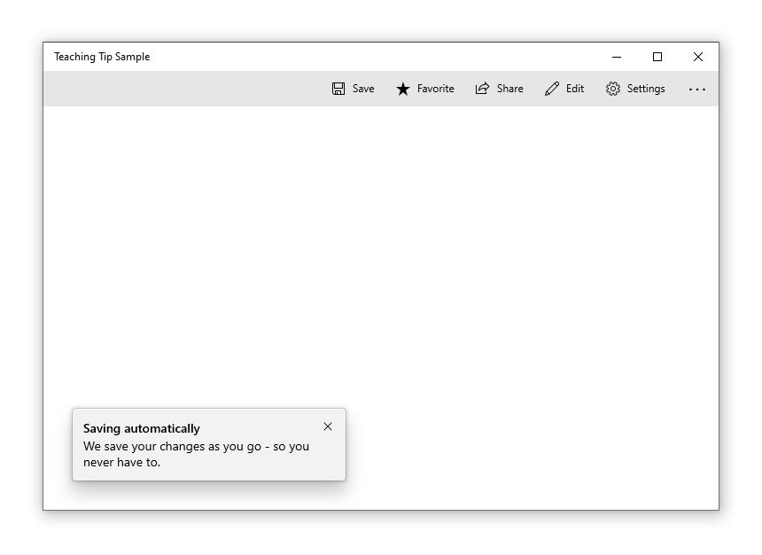a bal alsó sarokban található oktatótippet tartalmazó mintaalkalmazást. A tipp címe a 