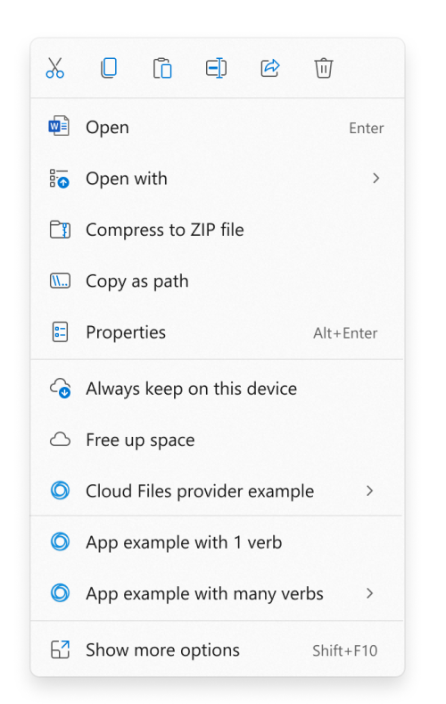A helyi menü képe Windows 11-hez