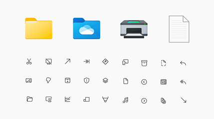 Windows-ikonok egy kiválasztott képe.