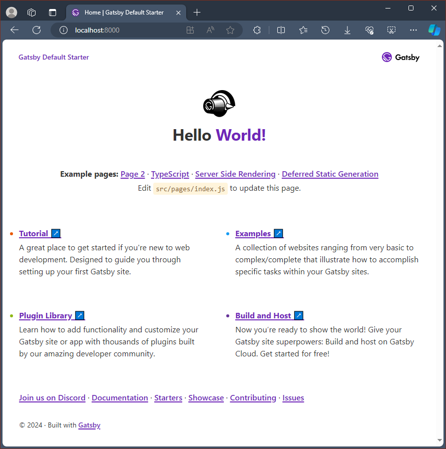 A Gatsby.js alkalmazásod a localhost:3000-ben fut