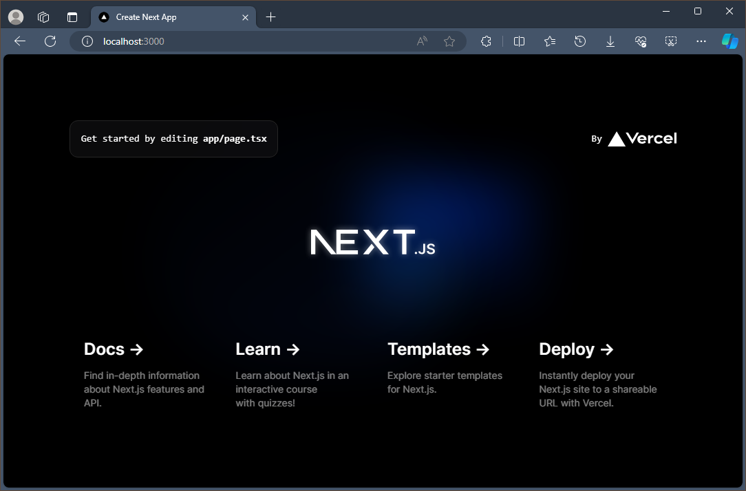 A localhost:3000-ben futó Next.js alkalmazás