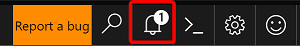 Képernyőkép a menü menüszalagjának egy részéről, az értesítés ikonja ki van emelve.