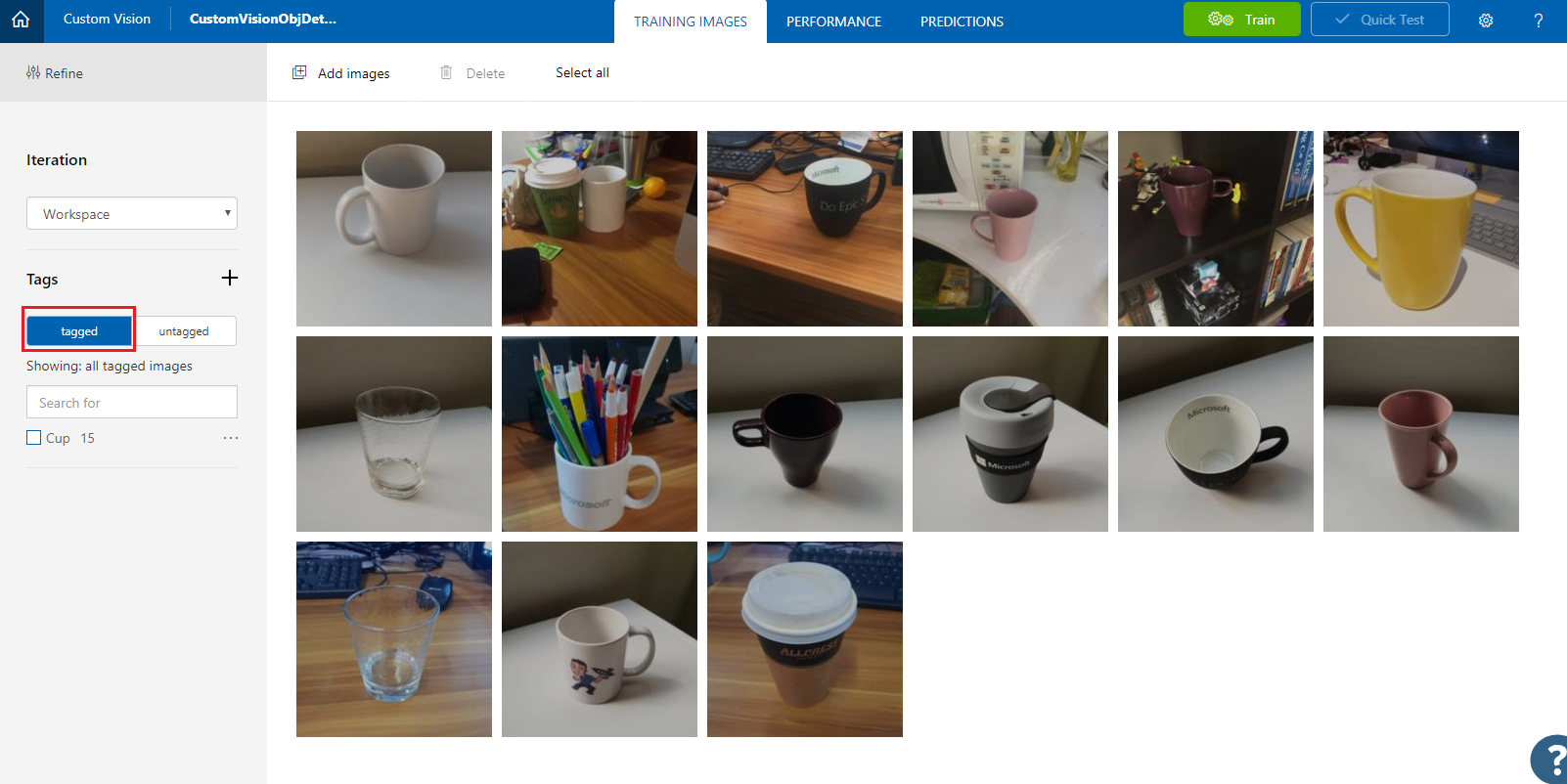 A Címkézett gombot kiemelő képernyőkép.