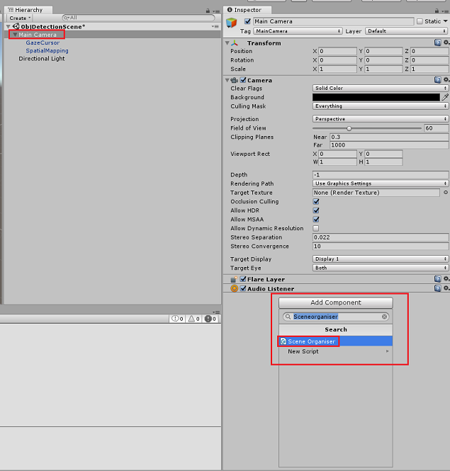 Képernyőkép a SceneOrganizer szkriptről.