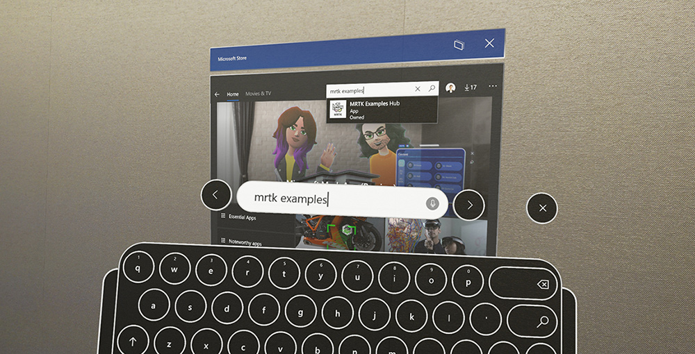 MRTK Examples Hub oldal a Microsoft Store-ban