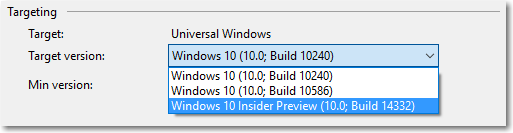 Cél SDK módosítása a Visual Studio-ban