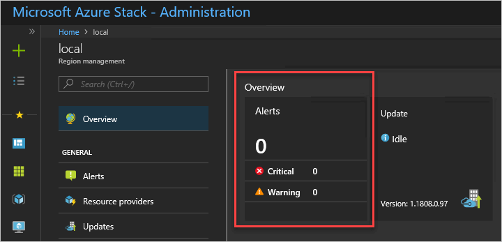 Petak peta Manajemen Wilayah di portal administrator Azure Stack Hub