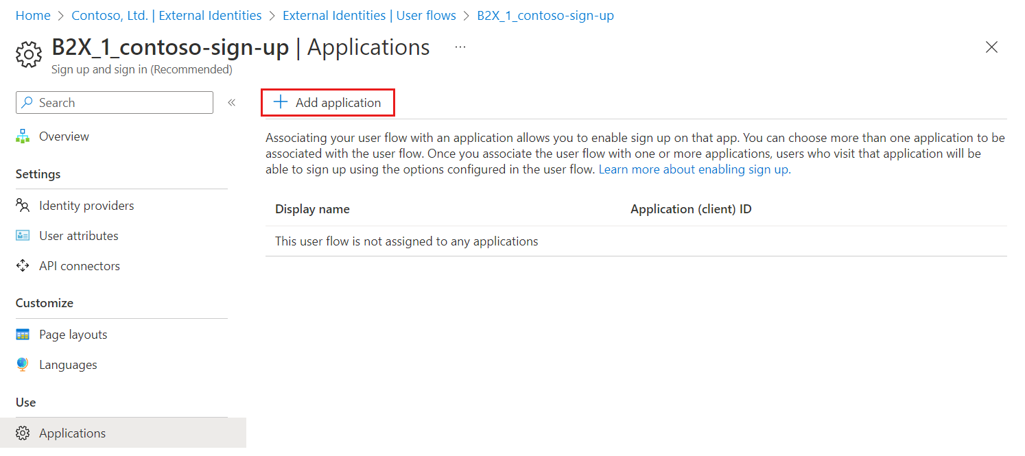 Cuplikan layar menambahkan aplikasi ke alur pengguna.
