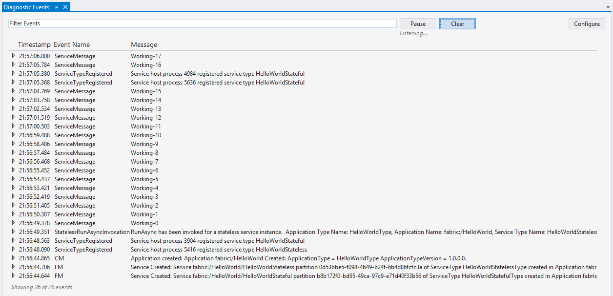 Lihat Peristiwa Diagnostik di Visual Studio