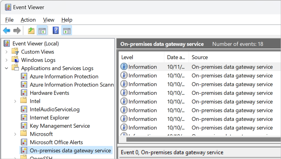 Log peristiwa gateway data lokal.