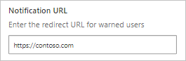 Cuplikan layar memperlihatkan cara mengonfigurasi URL pemberitahuan.