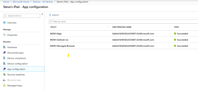 Screenshot of app configuration