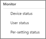 See the different monitor options for a security baselines profile