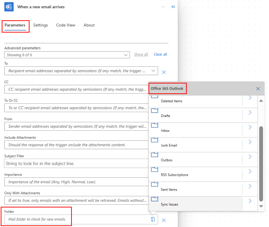 Cuplikan layar folder yang dipilih di Copilot.