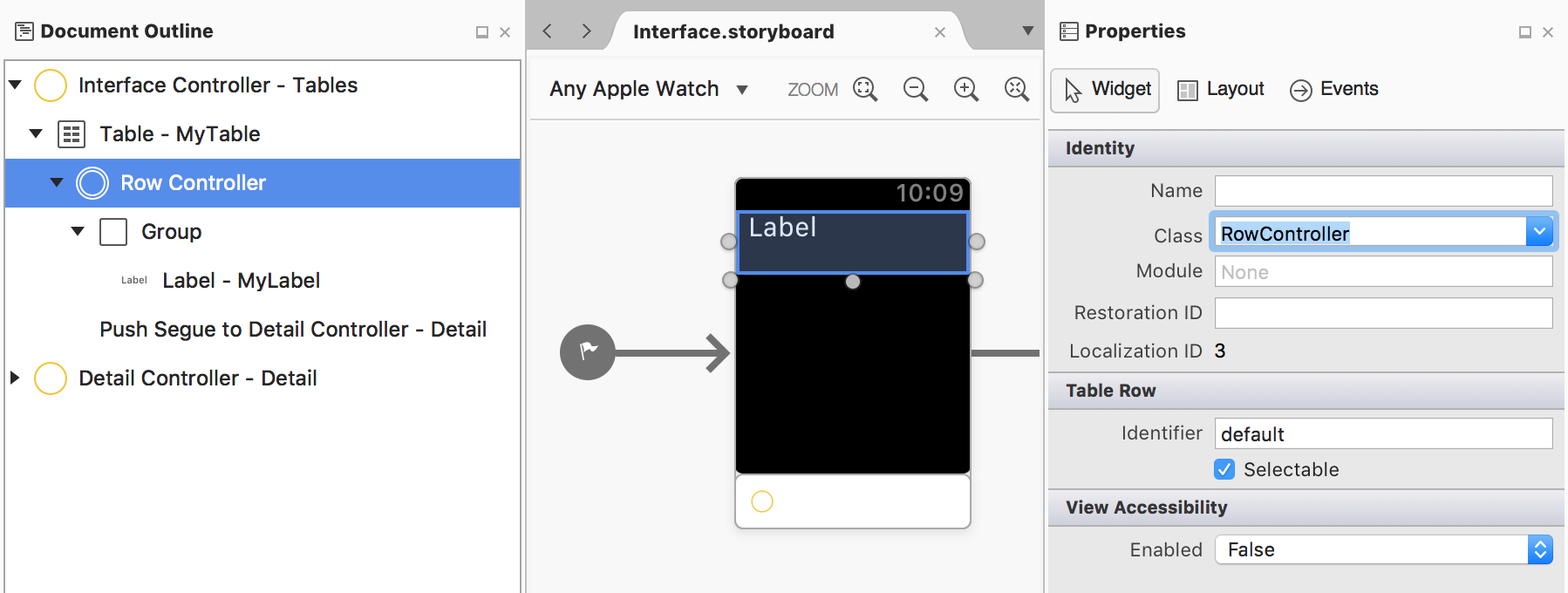 Memasukkan nama kelas di pad Properti