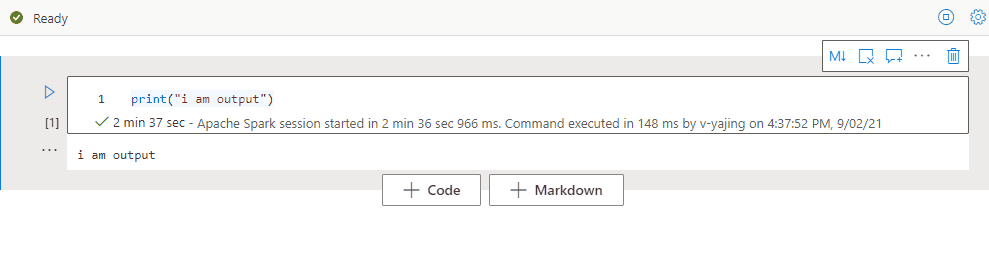 GIF animasi dari output sel yang menciut dan berkembang di dalam buku catatan Synapse.