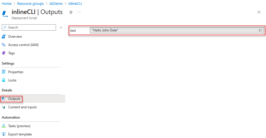 Cuplikan layar dari output skrip penyebaran.