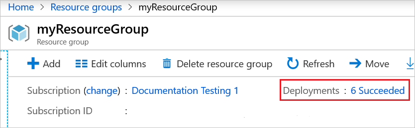 Cuplikan layar portal Microsoft Azure memperlihatkan tautan penyebaran.