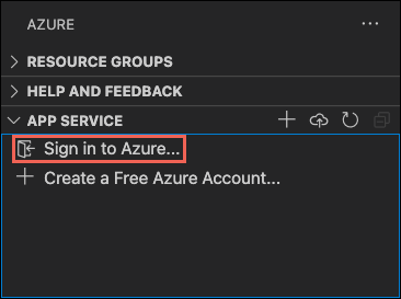 Screensnot dari opsi Masuk ke Azure.