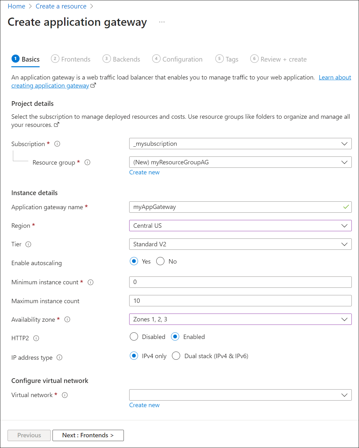 Cuplikan layar buat gateway aplikasi baru: dasar-dasar.