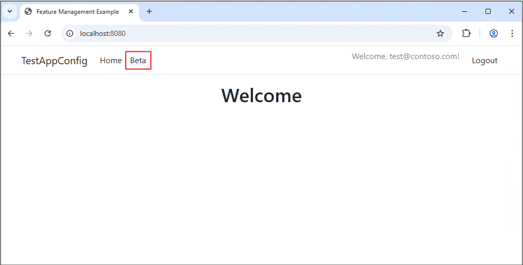 Cuplikan layar aplikasi web Gin setelah login pengguna yang ditargetkan memperlihatkan akses beta.