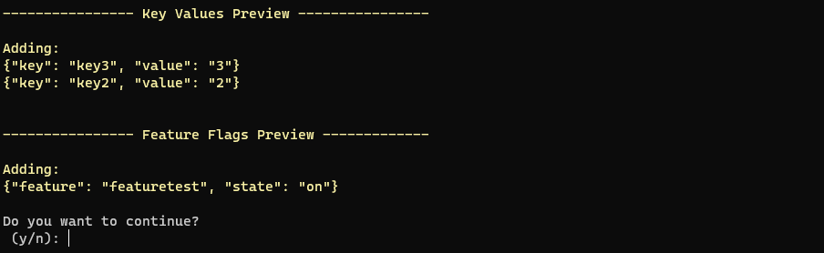 Cuplikan layar CLI. Ekspor ke perintah konfirmasi file.