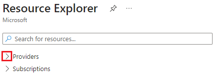Cuplikan layar memperluas bagian Penyedia di Azure Resource Explorer.