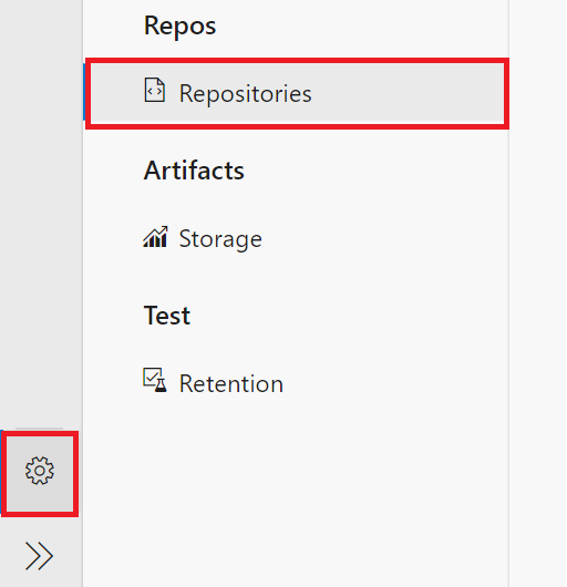 Cuplikan layar yang memperlihatkan tempat menavigasi, untuk memilih repositori.