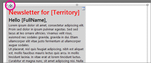 Cuplikan layar yang memperlihatkan cara menyeret daftar dalam laporan formulir gratis Report Builder.