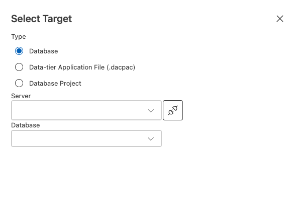 Cuplikan layar dialog pilih sumber perbandingan skema di Visual Studio Code.