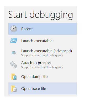 Cuplikan layar opsi buka file dengan opsi 'Buka file jejak' disorot.