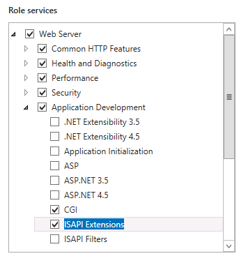 Fitur ISAPI dan CGI dalam fitur Peran Server Web