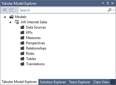 Cuplikan layar kotak dialog Penjelajah Model Tabular.