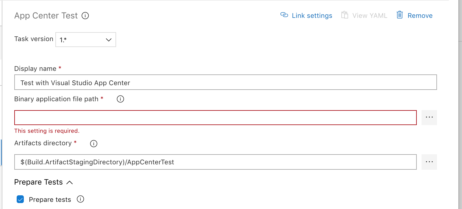 Bagian umum dari tugas Uji App Center