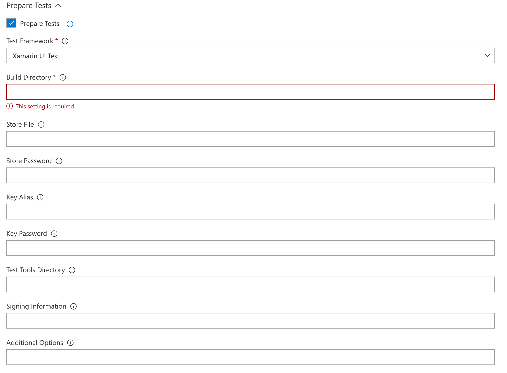 Siapkan bagian pengujian untuk kerangka kerja Xamarin.UITest