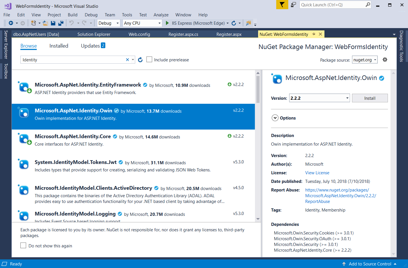 Gambar manajer paket Nu Get