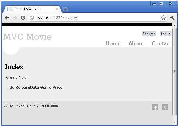 Cuplikan layar yang memperlihatkan halaman Indeks Film M V C.