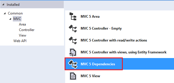menambahkan dependensi MVC