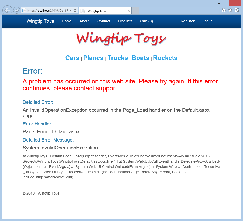Penanganan Kesalahan ASP.NET - Kesalahan Tingkat Halaman