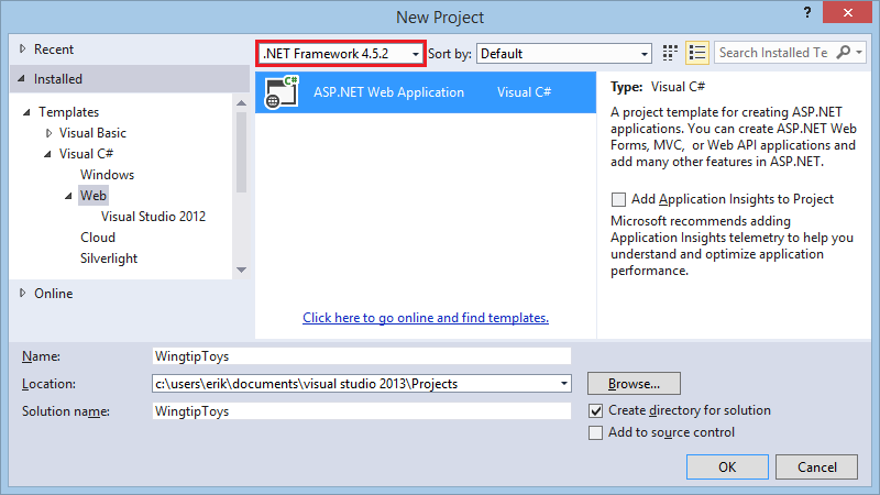 Membuat Proyek - Dialog Proyek Baru