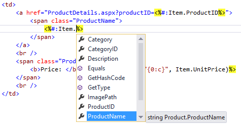 Menampilkan Item dan Detail Data - IntelliSense