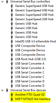 manajer perangkat dua perangkat USB