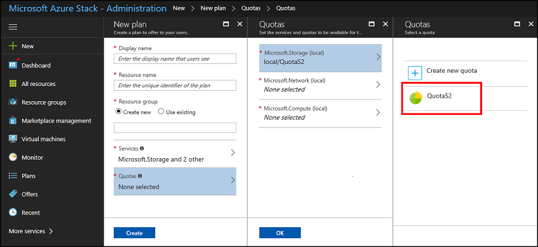 Menetapkan kuota untuk paket baru di Azure Stack Hub