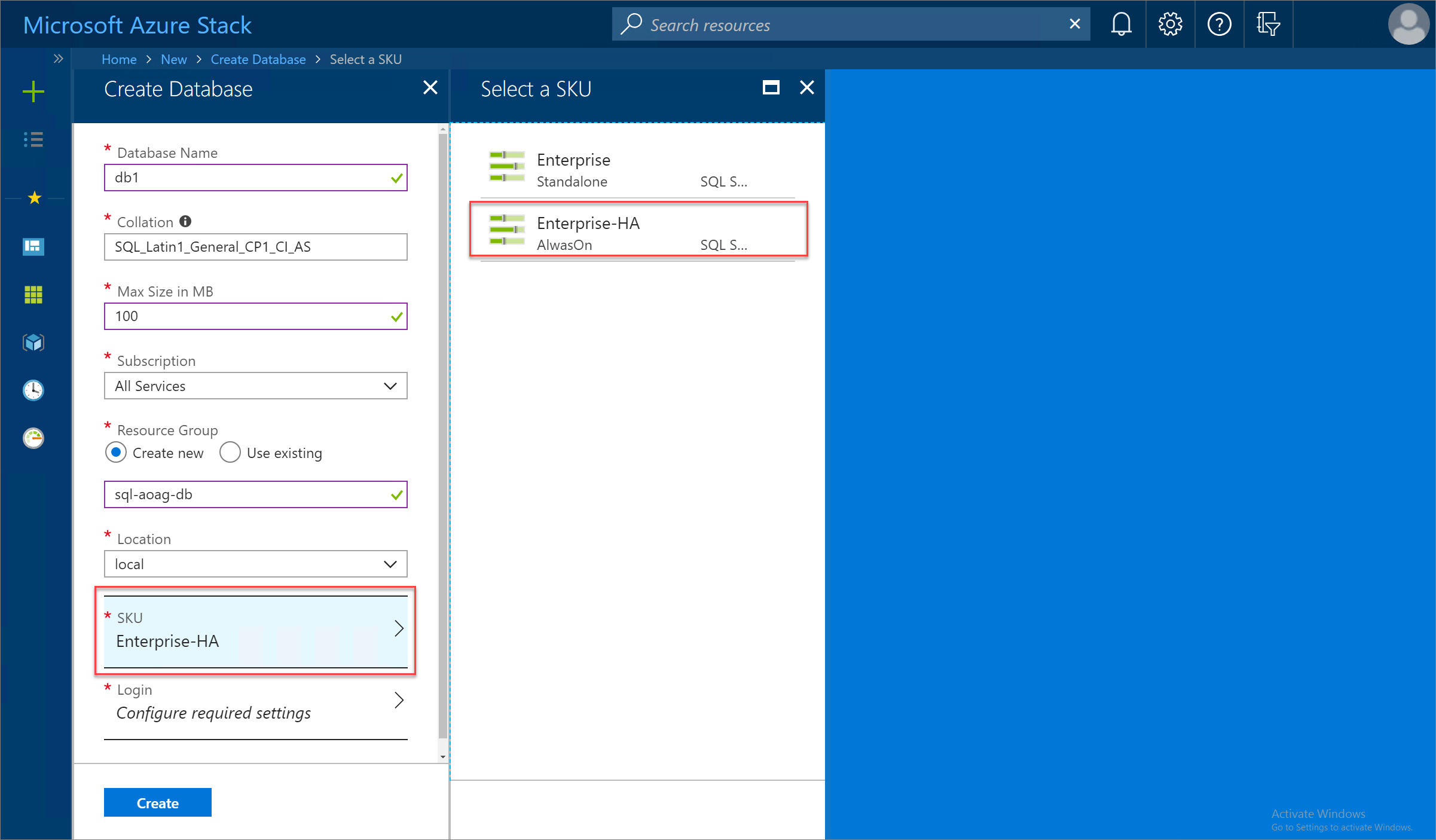 Pilih SKU di portal pengguna Azure Stack Hub