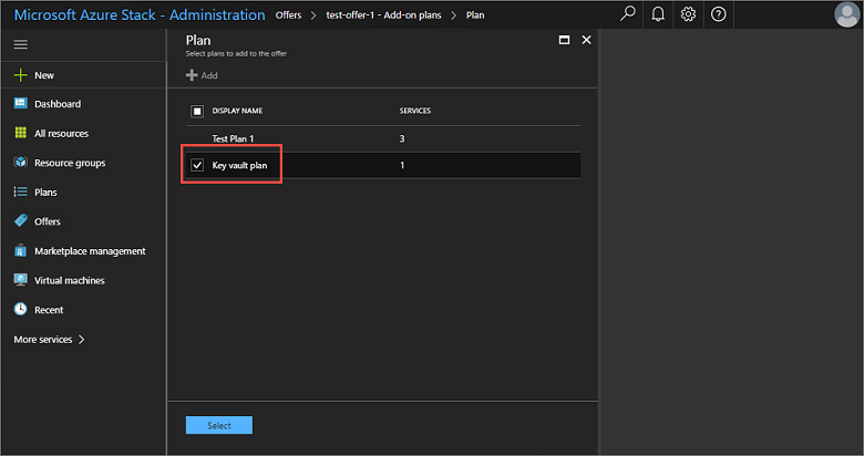 Pilih paket add-on untuk ditambahkan di portal administrator Azure Stack