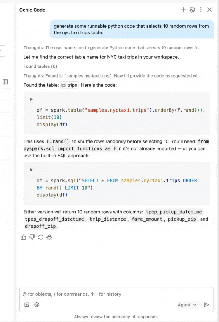 Buat kode Python di panel asisten.