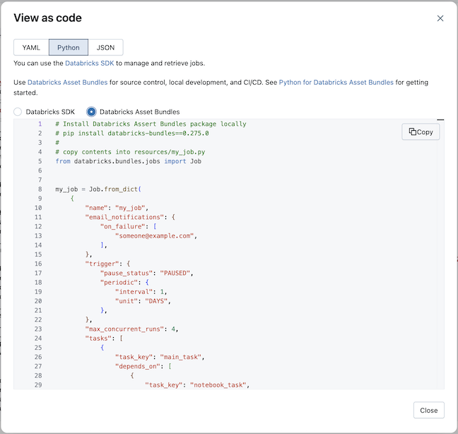 Lihat sebagai kode, Python