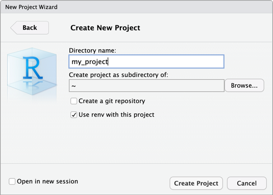 Membuat proyek RStudio Desktop